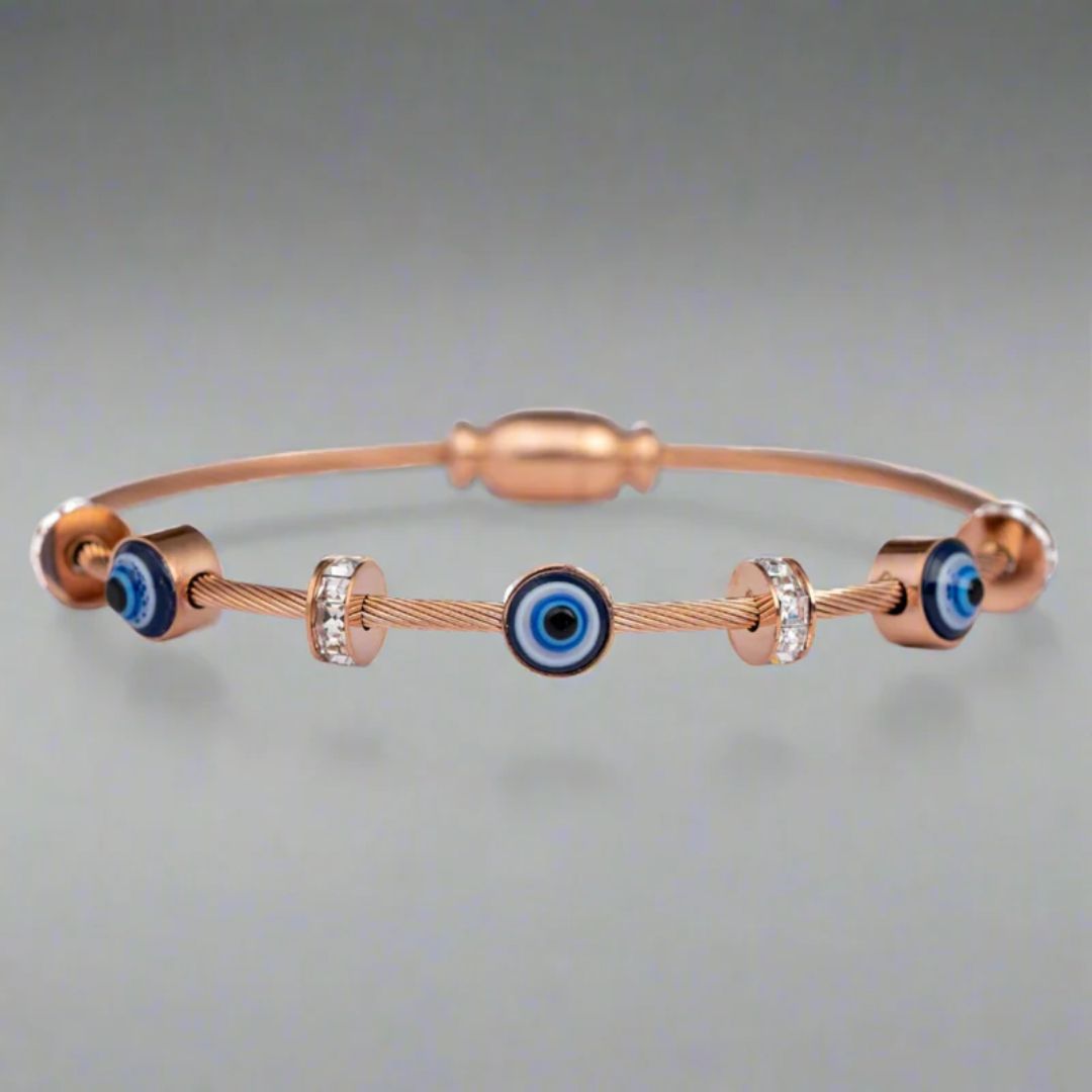 Anti-Tarnish Evil Eye Bangle | 18k Gold Plated