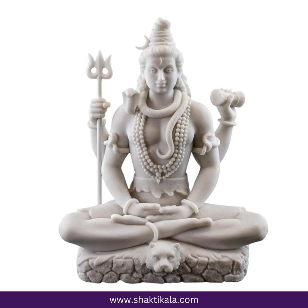 White Marble Shiv Murti – Mahadev Idol for Car & Home Decor