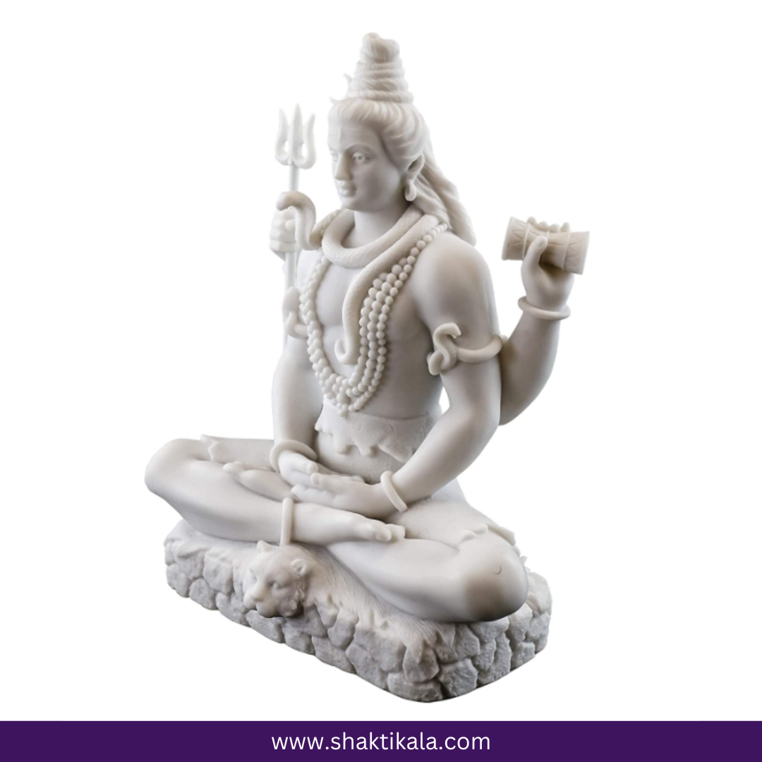 White Marble Shiv Murti – Mahadev Idol for Car & Home Decor