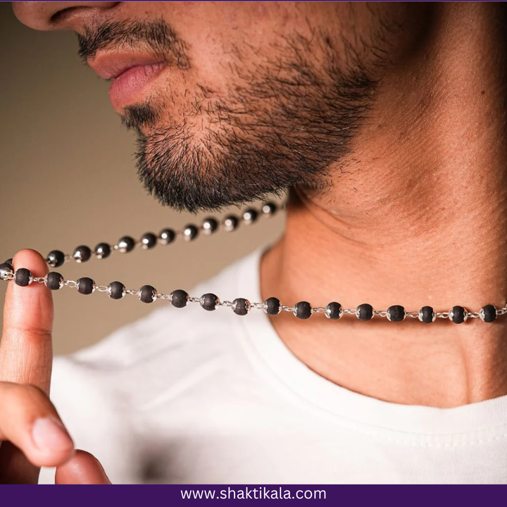 Silver Capped Karungali Mala - Spiritual Protection