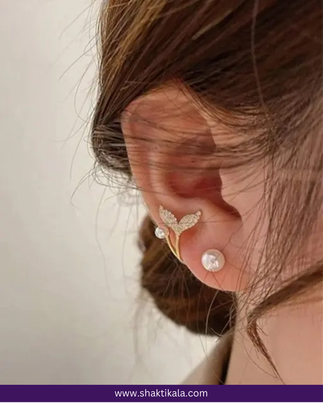 Anti-Tarnish, 18k Gold-Plated, Pearl-Studded Butterfly Korean Earrings