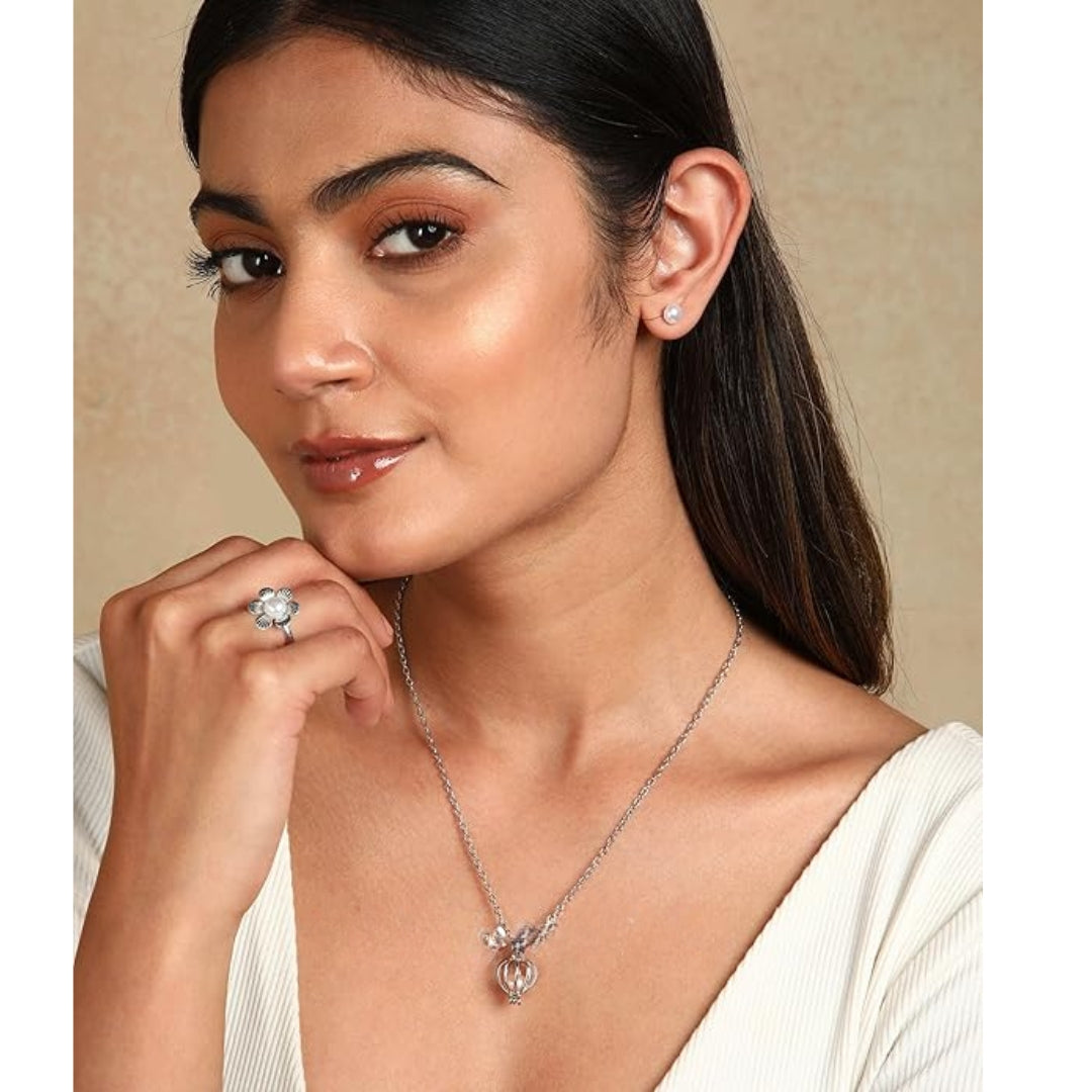 Love Pearl Chain Necklace Ring | Romantic Gift Box