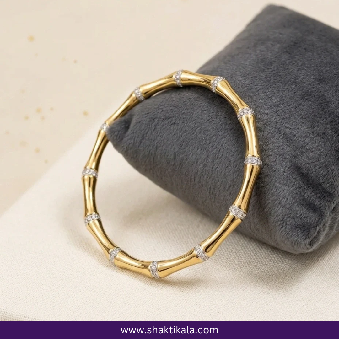 Anti-Tarnish Bamboo Gold Bracelet | Elegant Luxury Design