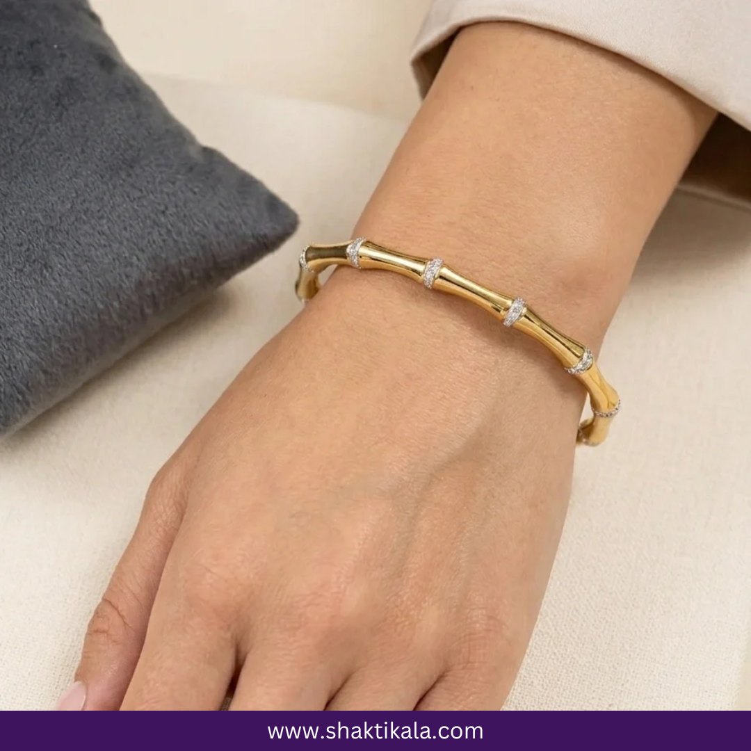 Anti-Tarnish Bamboo Gold Bracelet | Elegant Luxury Design