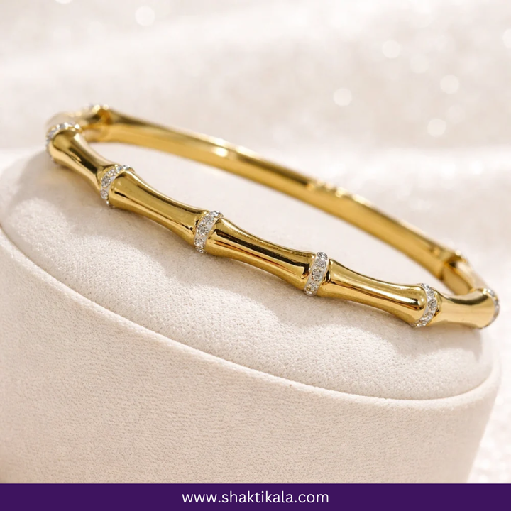 Anti-Tarnish Bamboo Gold Bracelet | Elegant Luxury Design