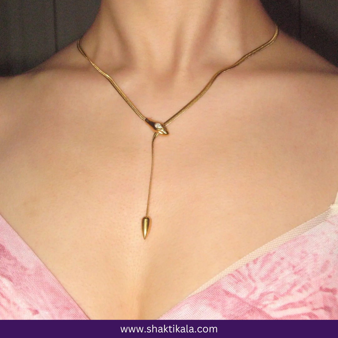 Anti-Tarnish Gold Snake Chain Necklace | Minimal Y-Shaped Lariat