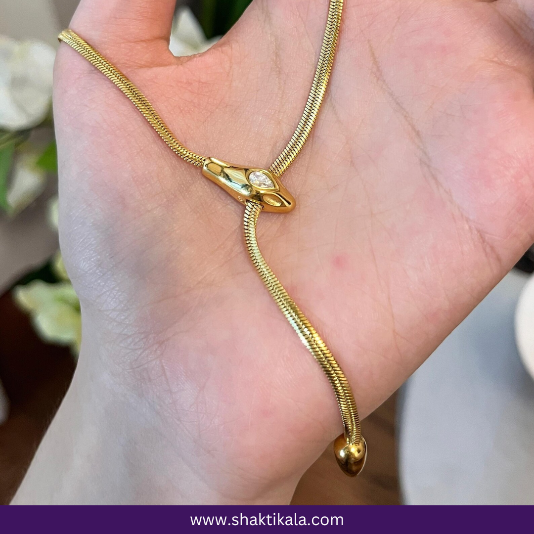 Anti-Tarnish Gold Snake Chain Necklace | Minimal Y-Shaped Lariat