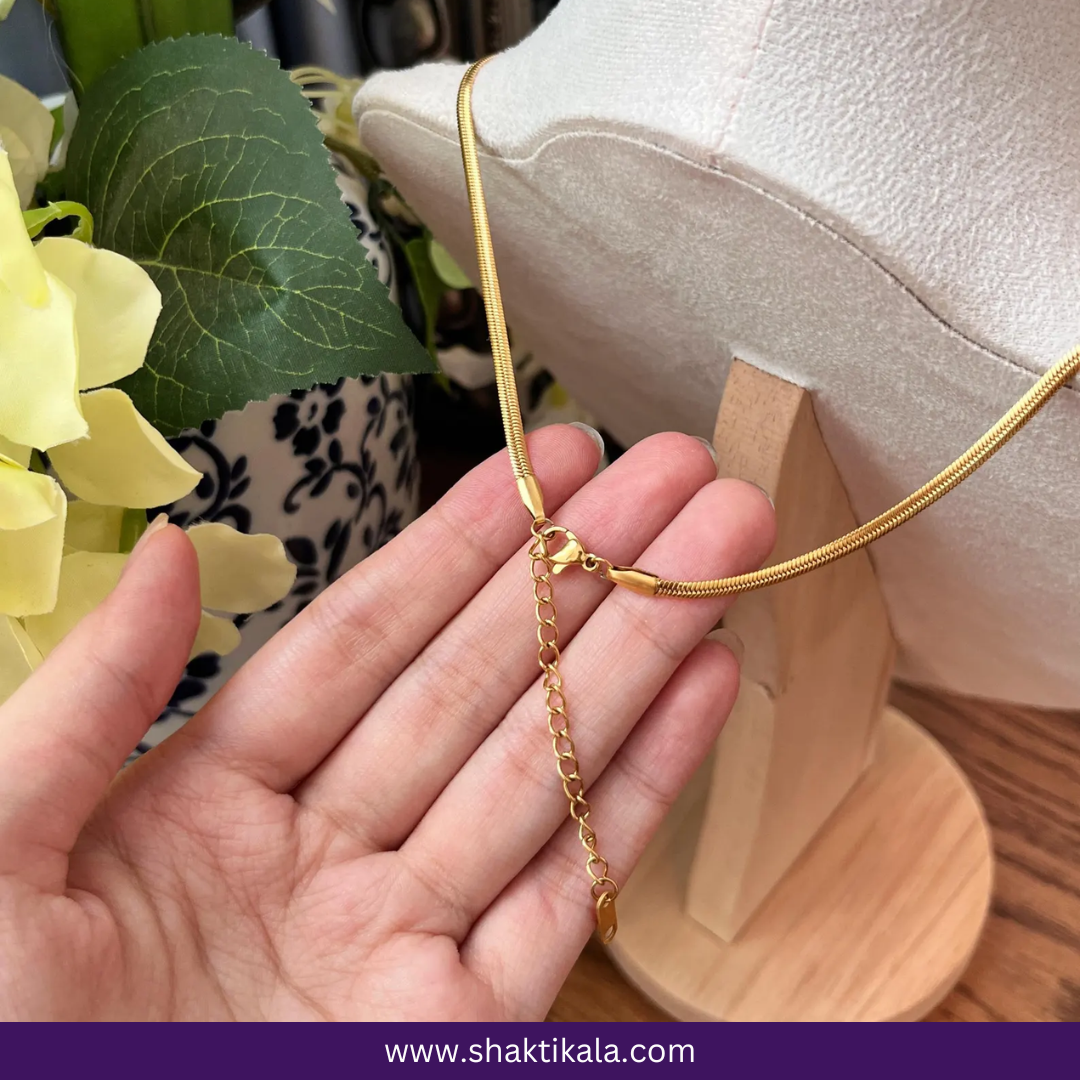 Anti-Tarnish Gold Snake Chain Necklace | Minimal Y-Shaped Lariat