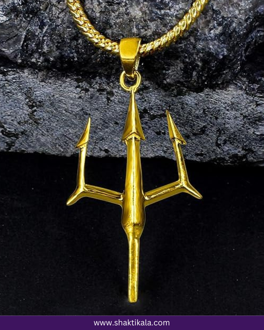 Trishul/Trident Pendant | 18k Gold Plated Anti-Tarnish Pendant