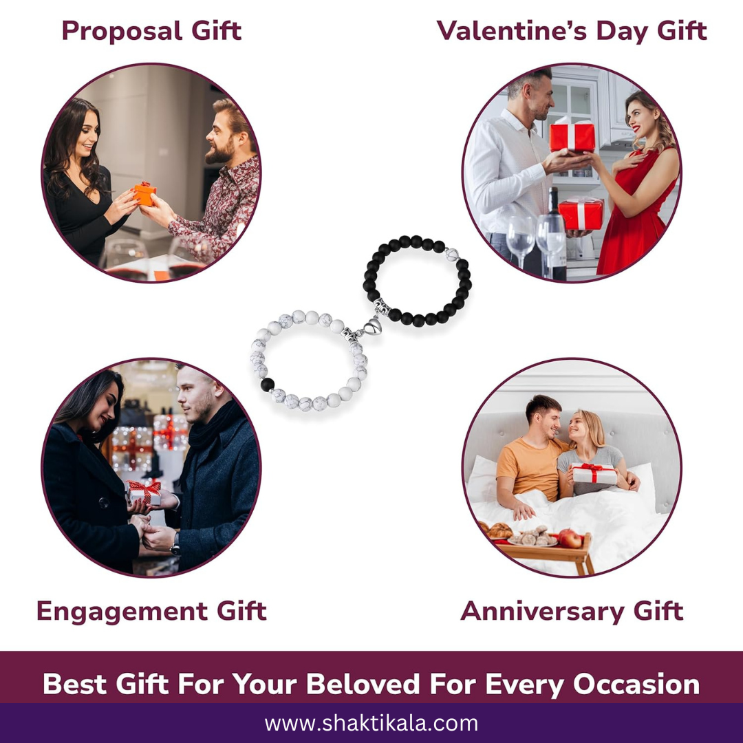 Magnetic Heart Beaded Couple Bracelet - For Him & Her