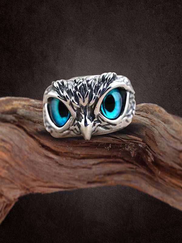 Blue Eye Owl Ring