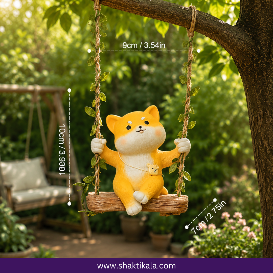 Hanging Fox Garden Figurine | Hand-Painted Fairy Garden Decor