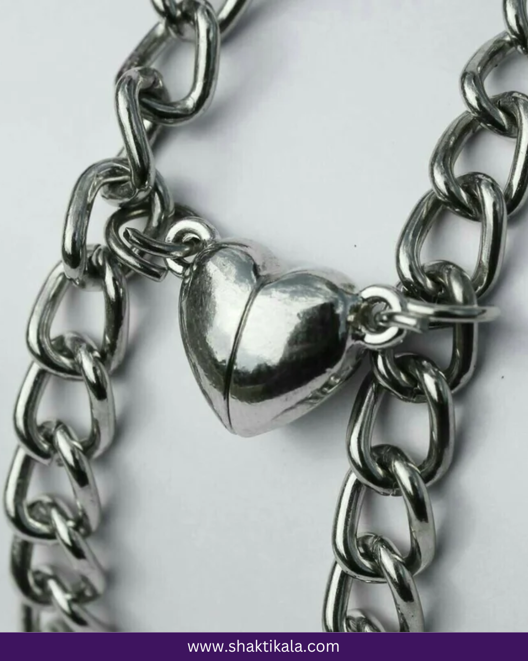 Magnetic Heart Couple Bracelet | Silver Stainless Steel