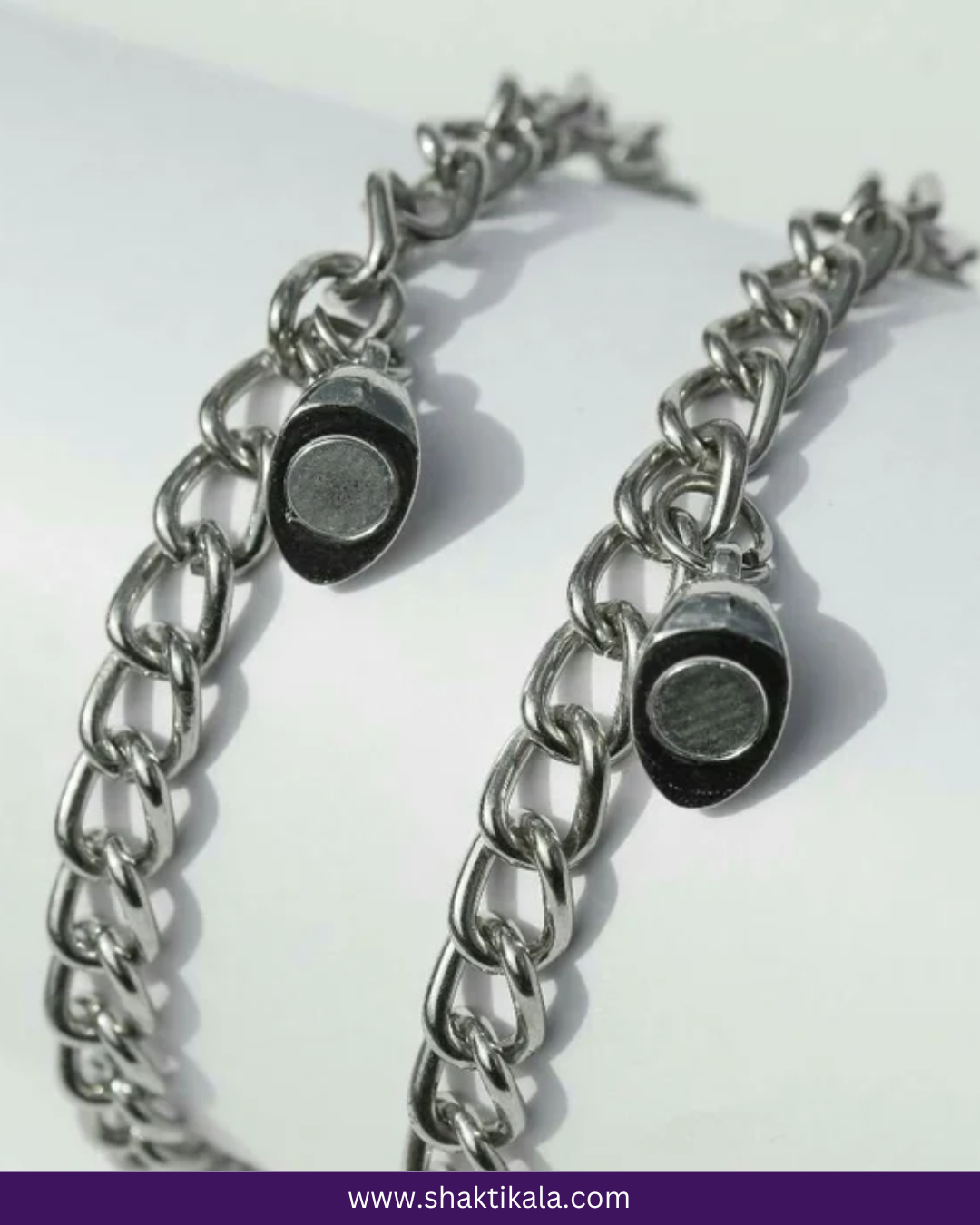 Magnetic Heart Couple Bracelet | Silver Stainless Steel
