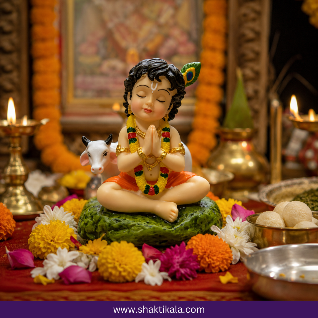 Bal Krishna with Cow Murti | Car Dashboard & Home Decor Idol