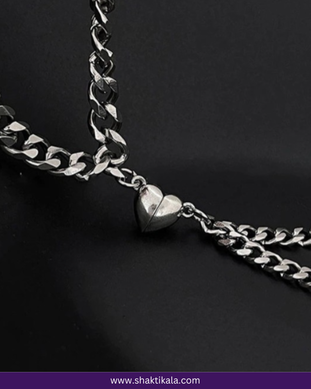 Magnetic Heart Couple Bracelet | Silver Stainless Steel