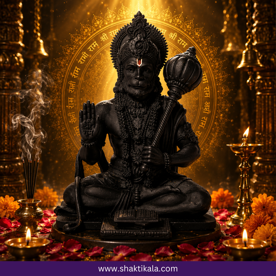 Lord Hanuman Ji Idol | Black Finish Car Dashboard Murti