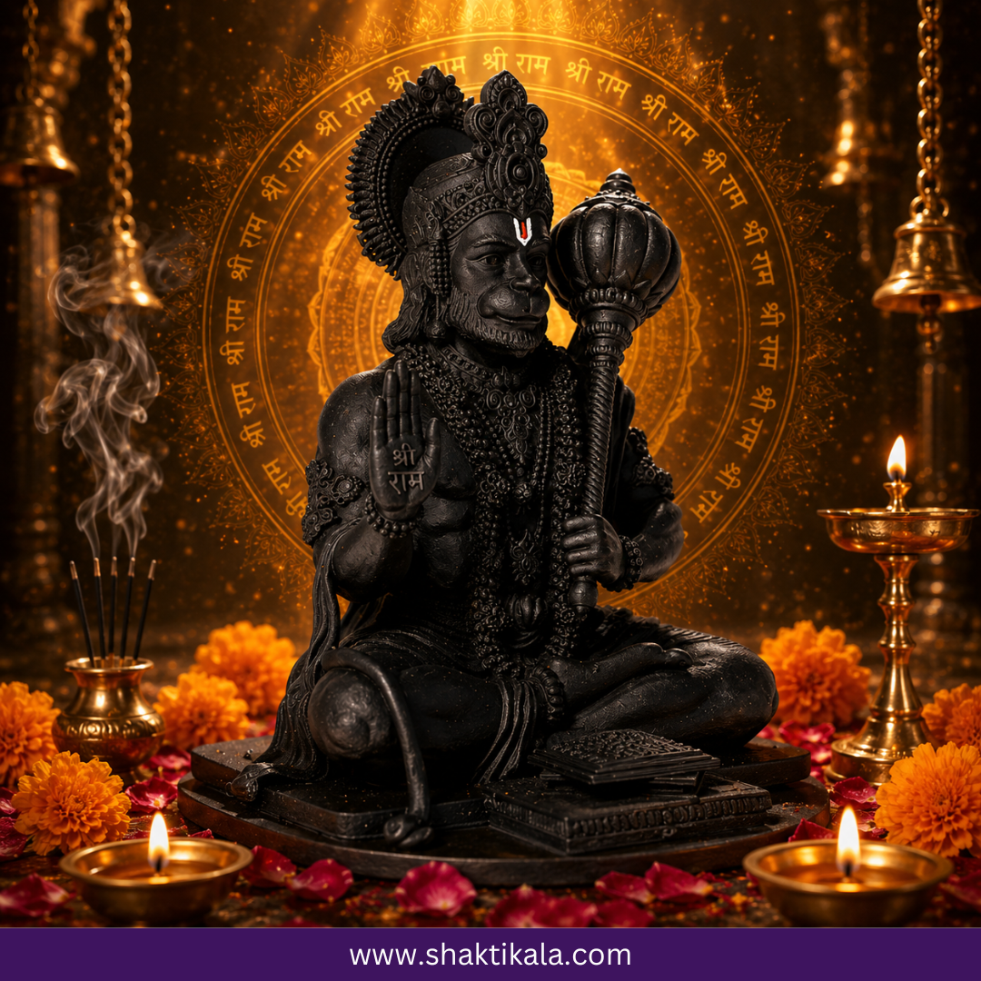Lord Hanuman Ji Idol | Black Finish Car Dashboard Murti