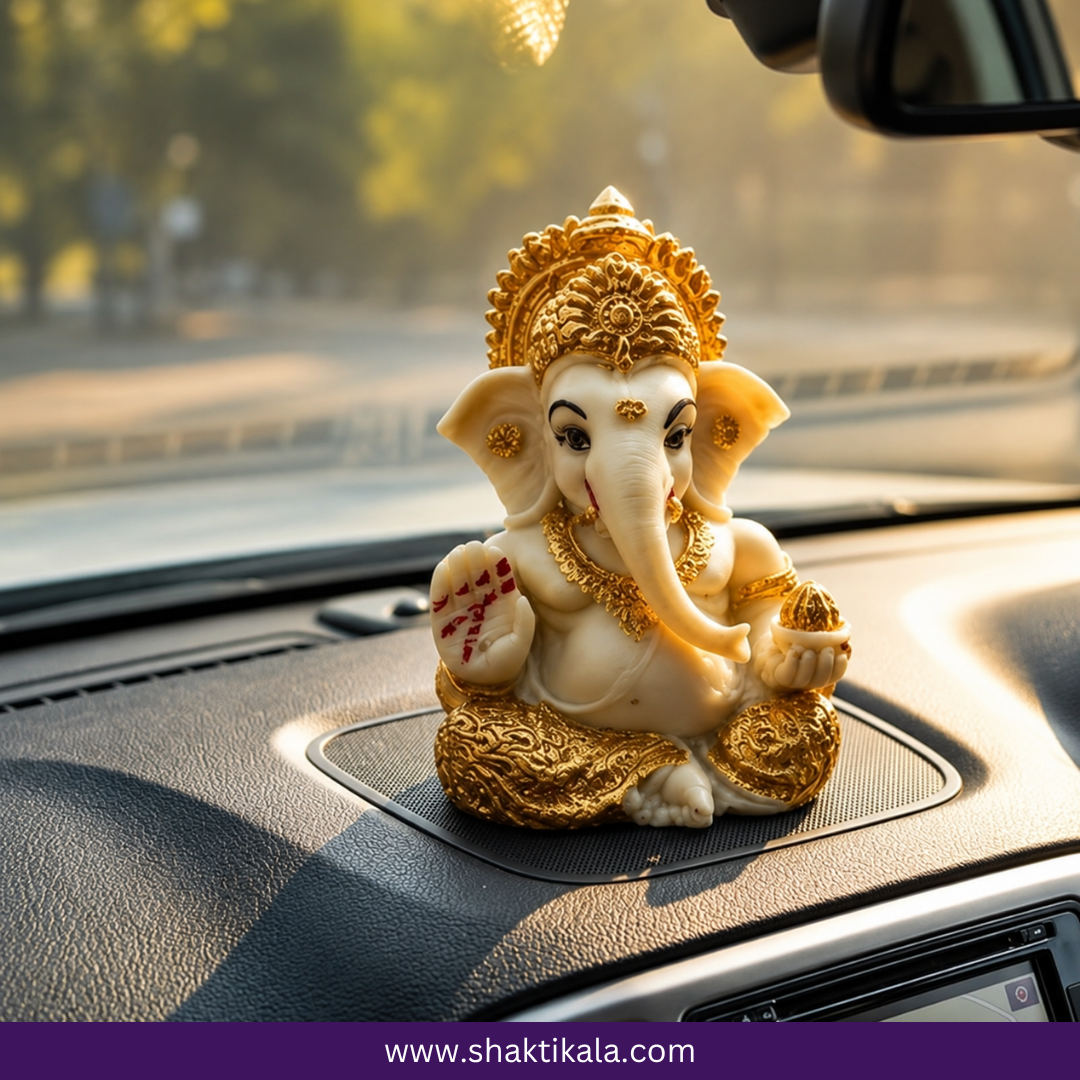White & Gold Lord Ganesha Idol | Elegant Ganpati Murti