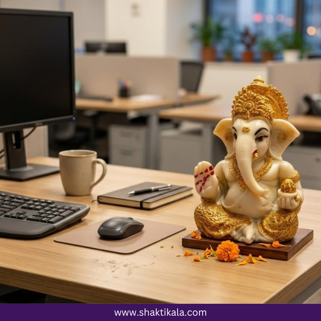 White & Gold Lord Ganesha Idol | Elegant Ganpati Murti