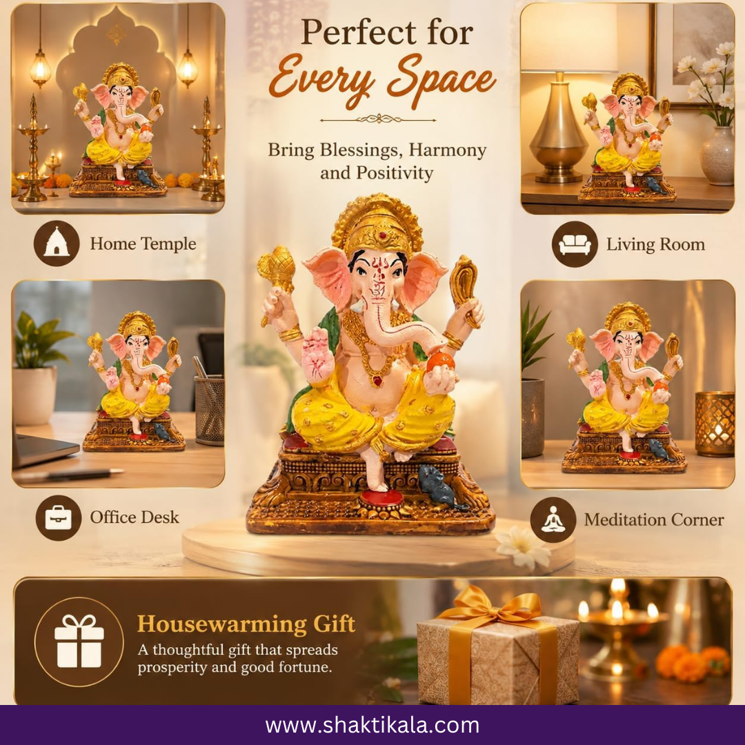 Vighnaharta Ganpati Idol | Elegant Gold Home Decor