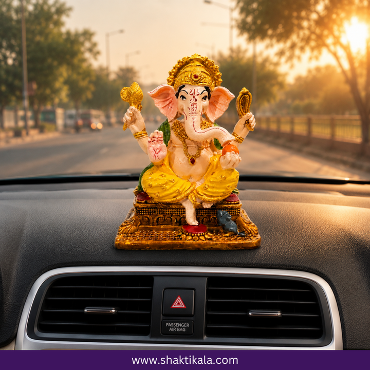 Vighnaharta Ganpati Idol | Elegant Gold Home Decor