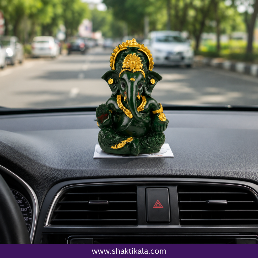 Lord Ganesha Murti | Green & Gold Spiritual Decor