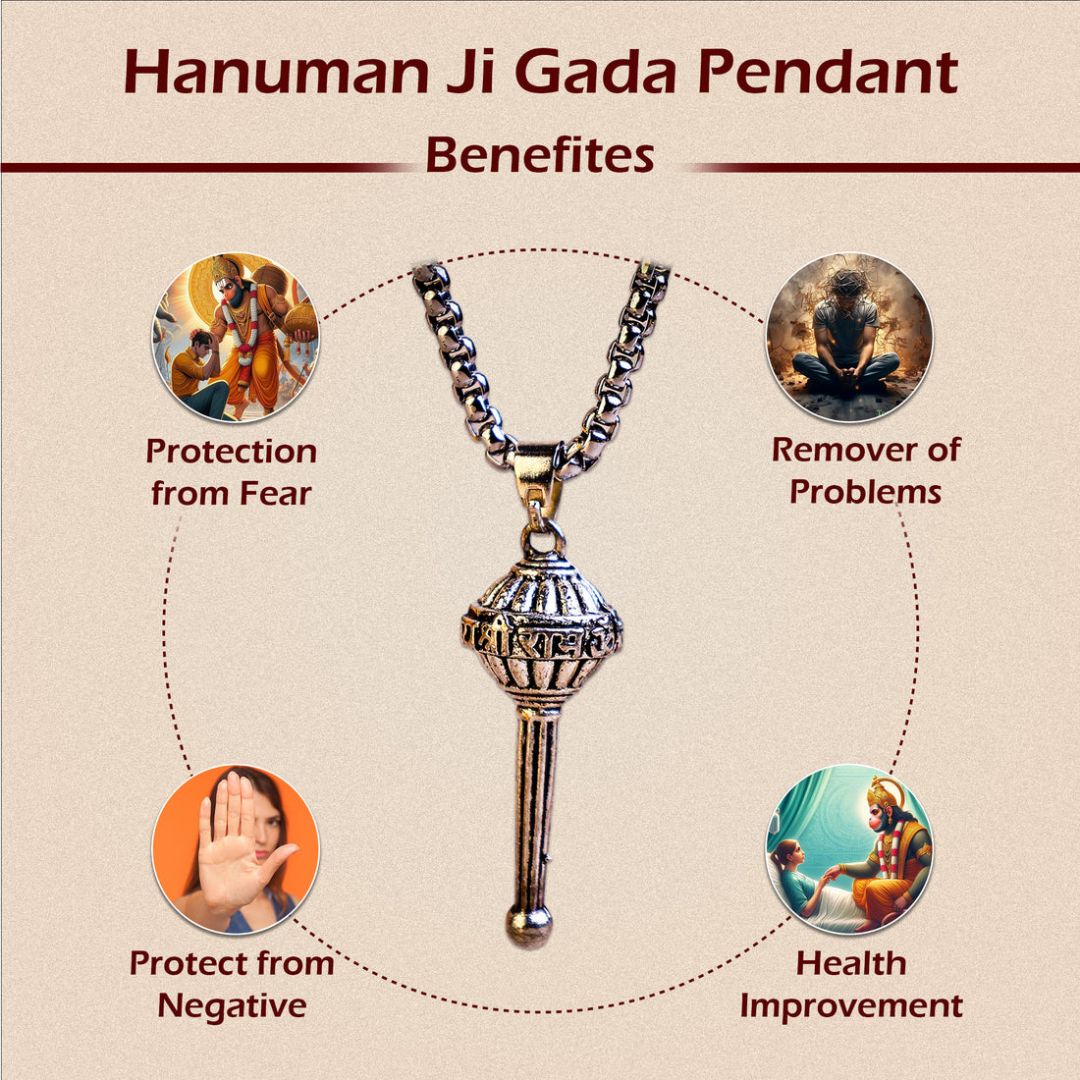 Silver Hanuman Ji Gadha Pendant (Blessing & Protection)