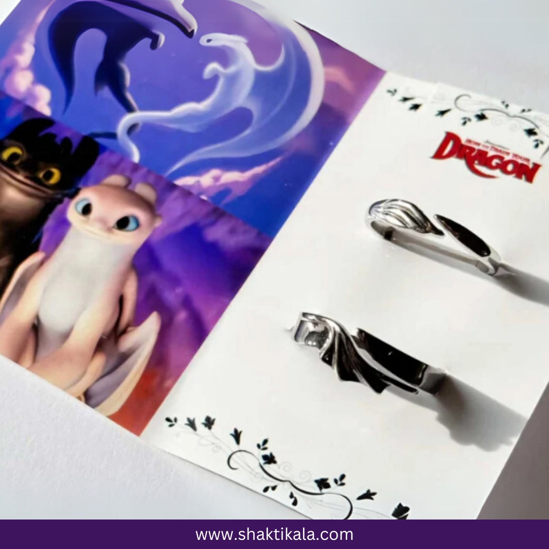 Night Fury & Light Fury Couple Rings – Matching Dragon Love
