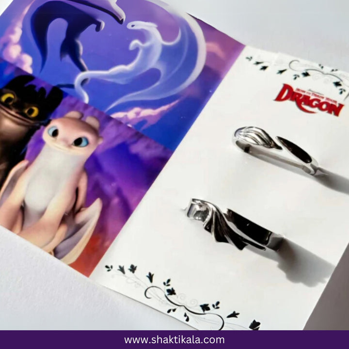 Night Fury & Light Fury Couple Rings – Matching Dragon Love