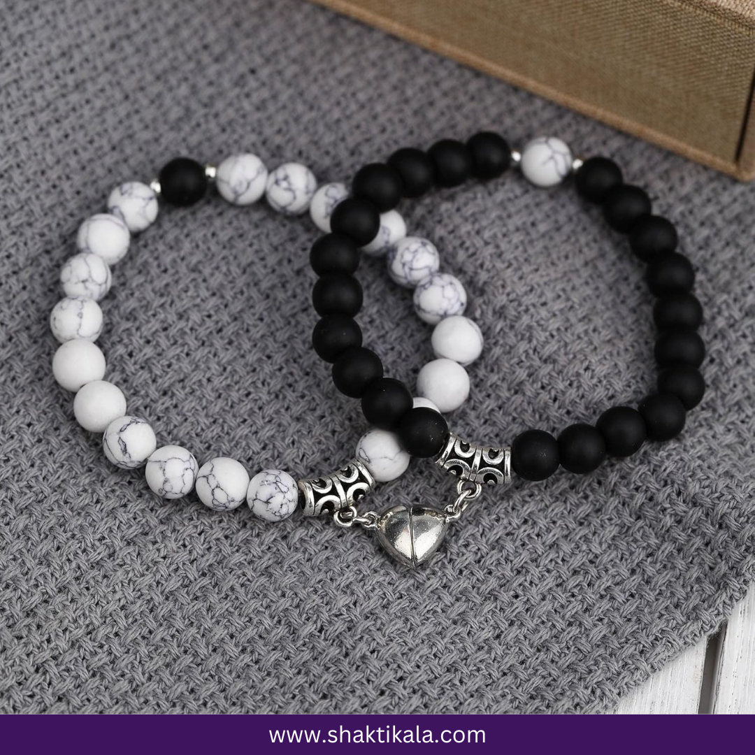 Magnetic Heart Beaded Couple Bracelet - For Him & Her