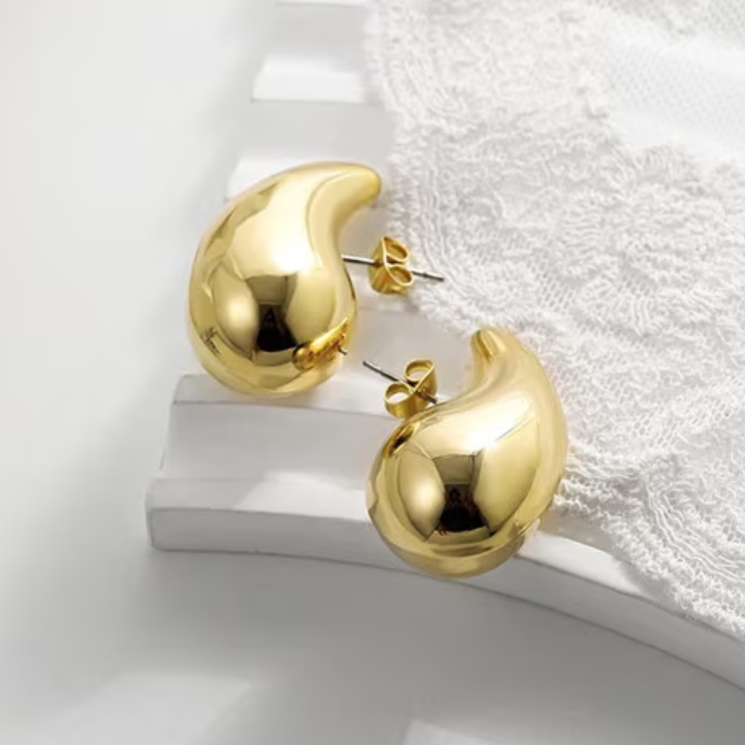 Women Gold-Plated Water Drop Korean Studs Earrings