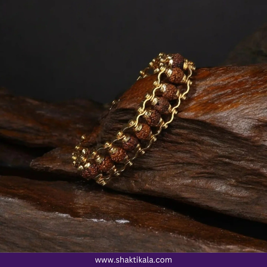 Elegant Gold Plated Rudraksha Bracelet