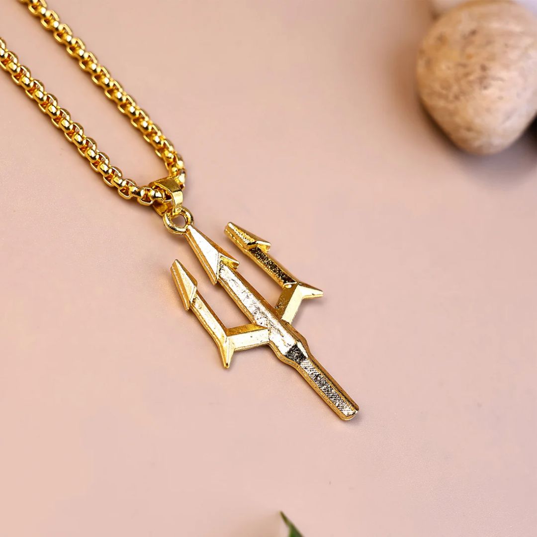 Trishul/Trident Pendant | 18k Gold Plated Anti-Tarnish Pendant