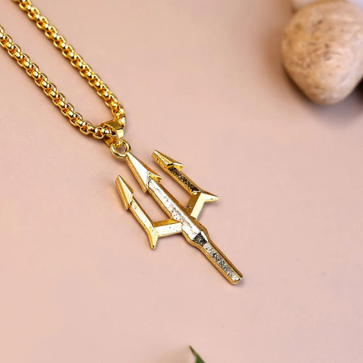 Trishul/Trident Pendant | 18k Gold Plated Anti-Tarnish Pendant