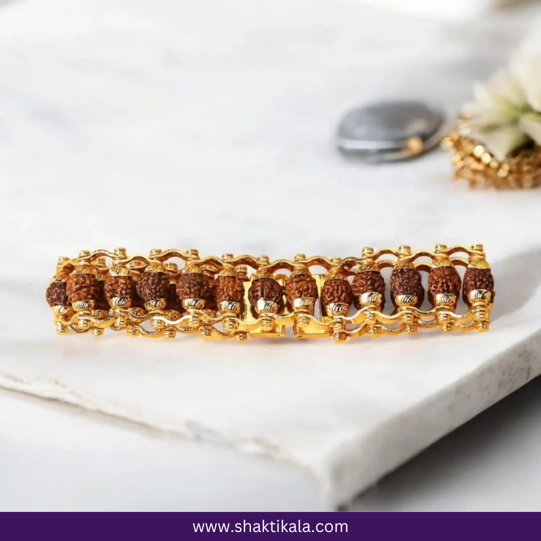 Elegant Gold Plated Rudraksha Bracelet