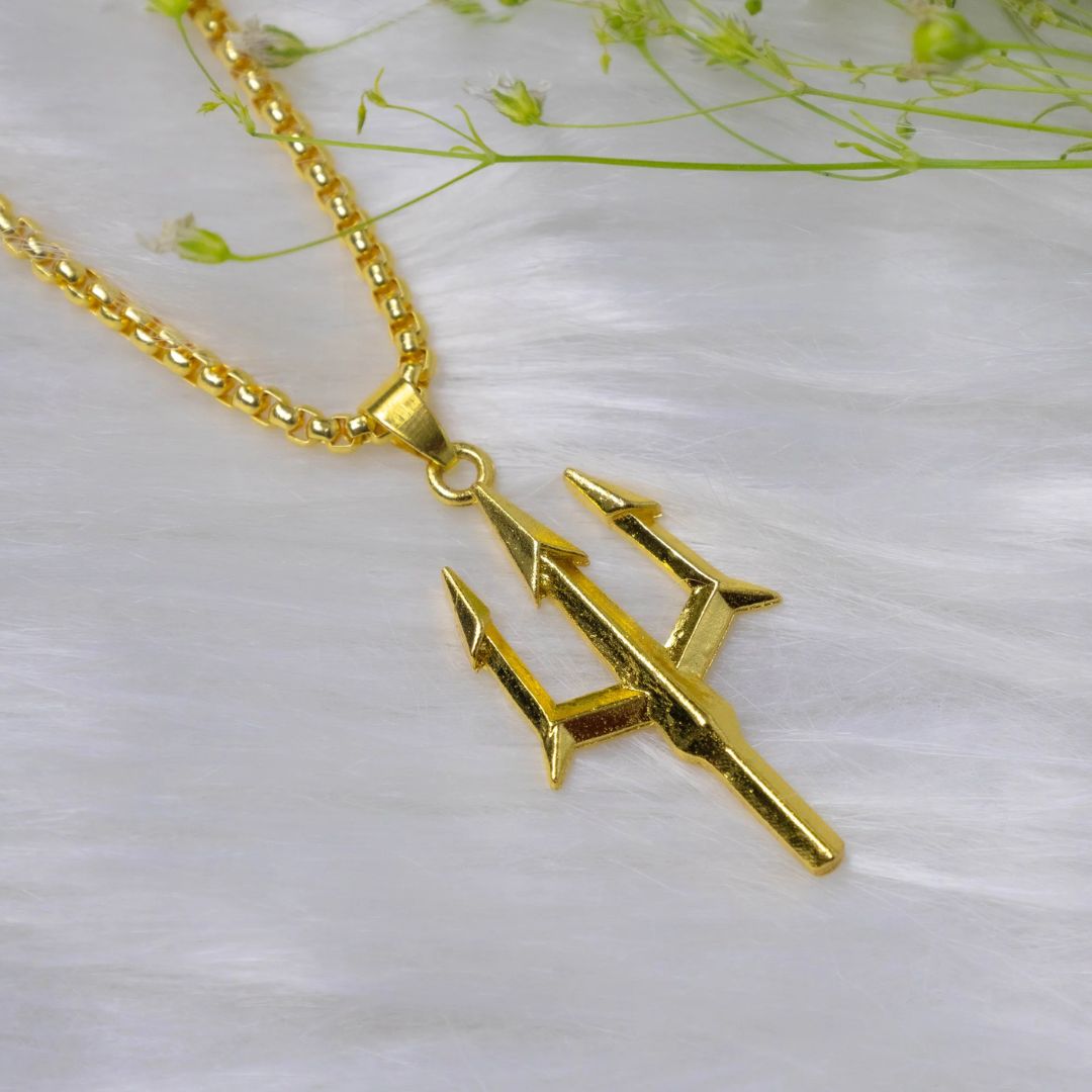 Trishul/Trident Pendant | 18k Gold Plated Anti-Tarnish Pendant