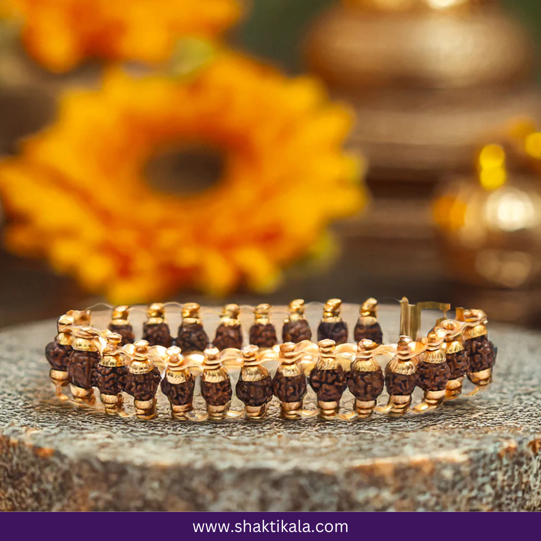 Elegant Gold Plated Rudraksha Bracelet