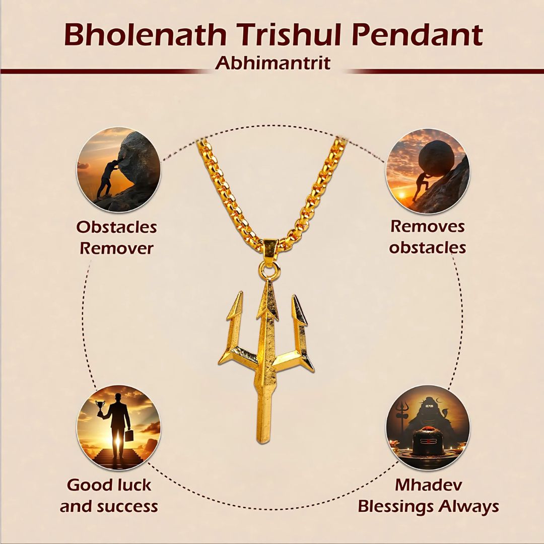 Trishul/Trident Pendant | 18k Gold Plated Anti-Tarnish Pendant