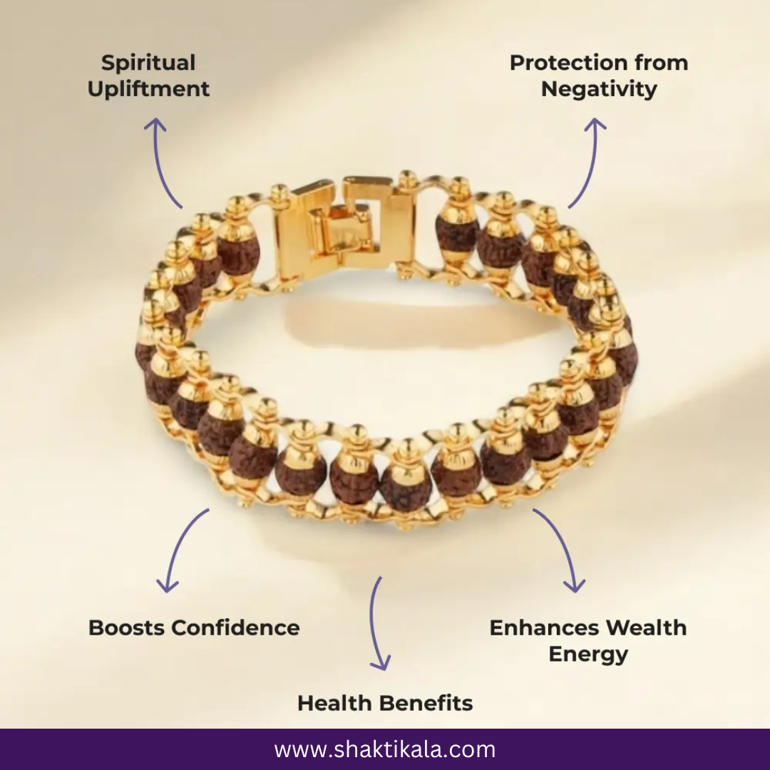 Elegant Gold Plated Rudraksha Bracelet
