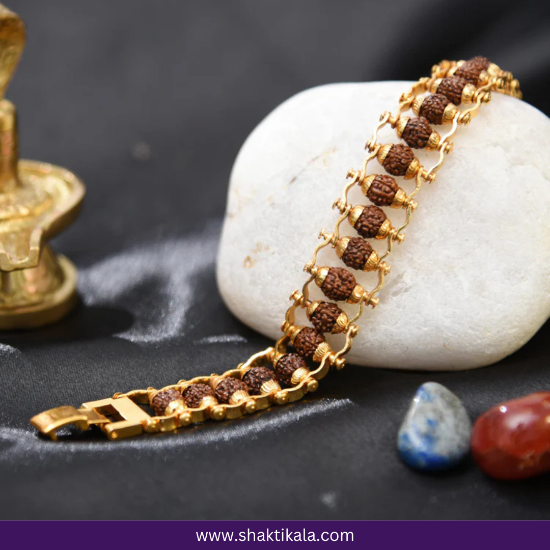Elegant Gold Plated Rudraksha Bracelet