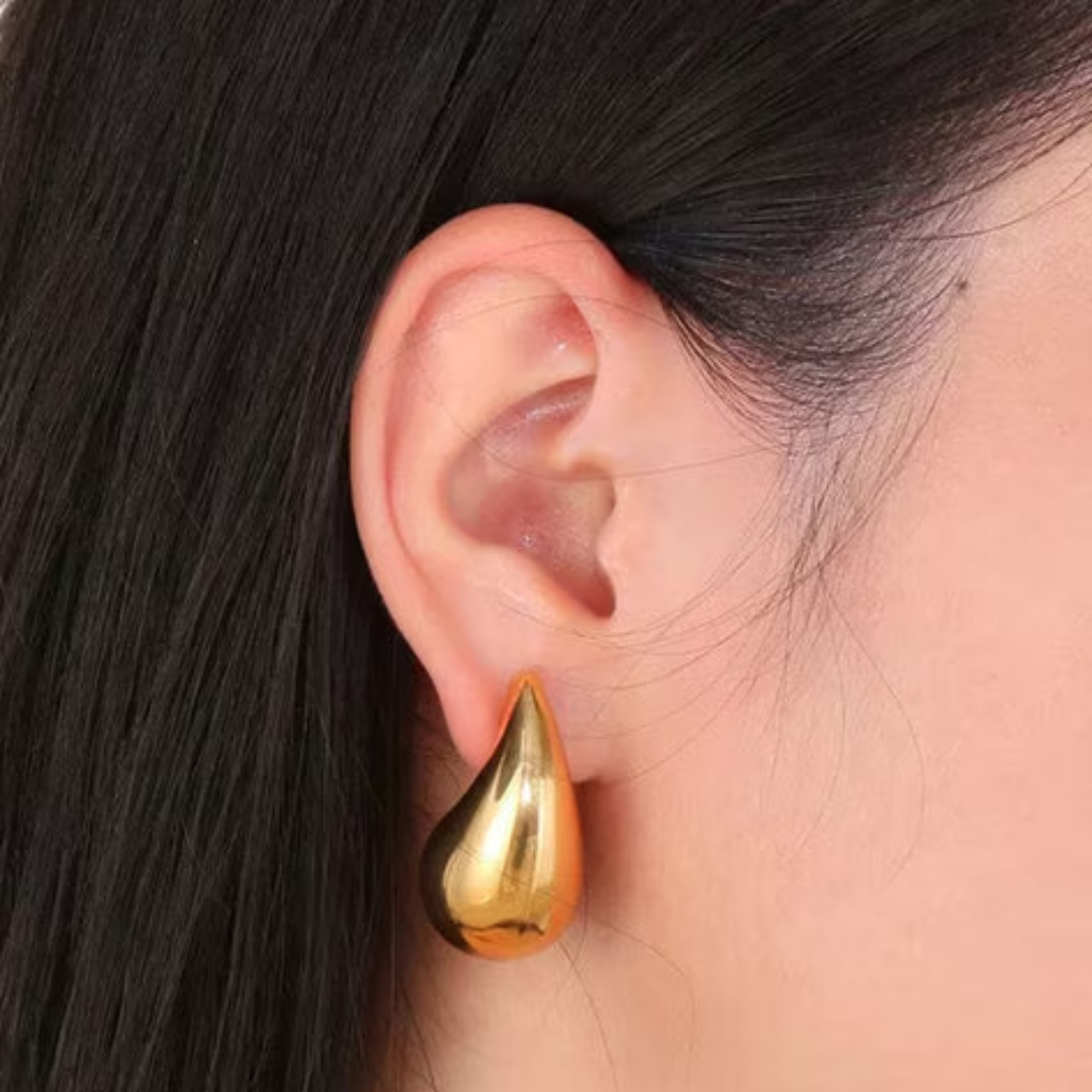 Women Gold-Plated Water Drop Korean Studs Earrings