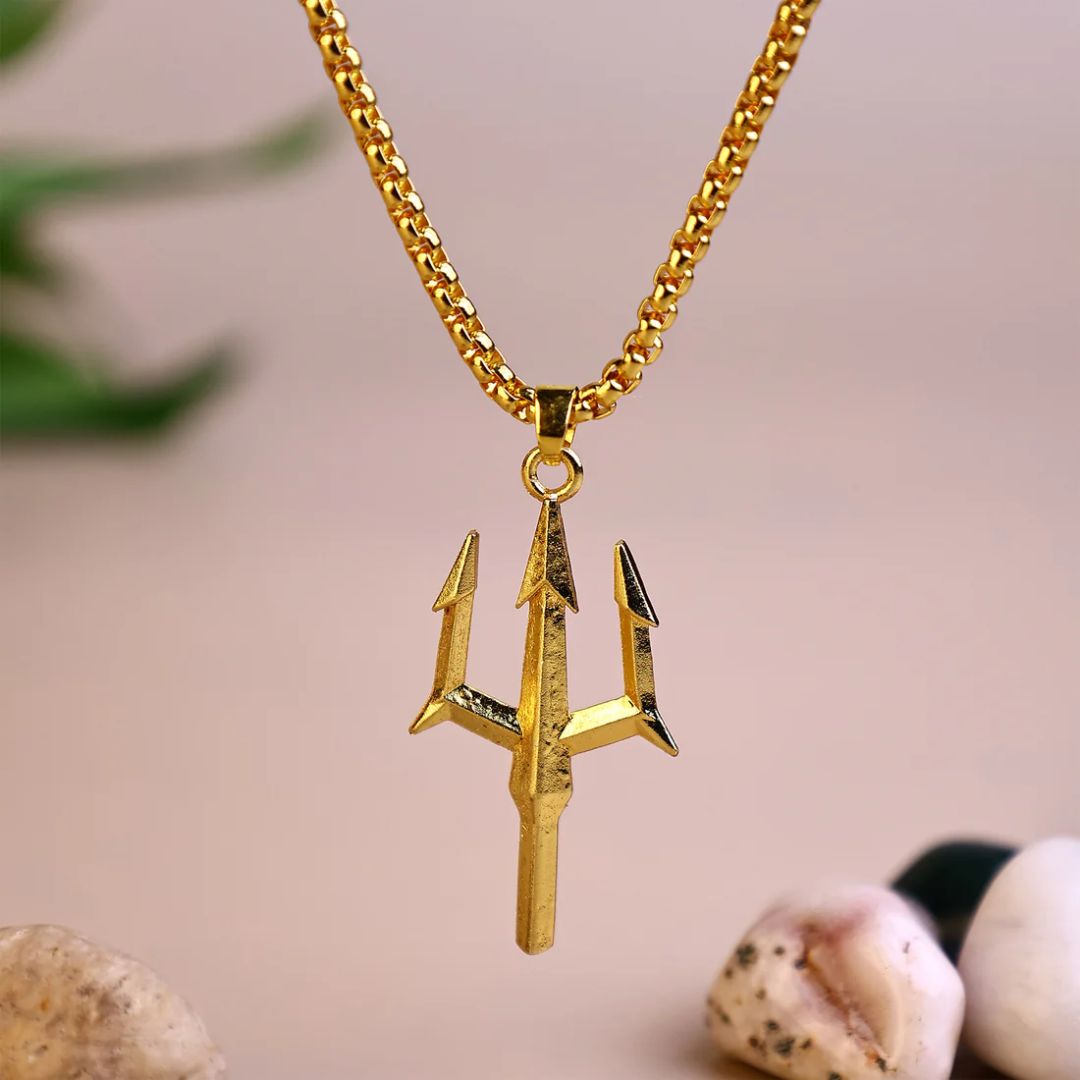 Trishul/Trident Pendant | 18k Gold Plated Anti-Tarnish Pendant