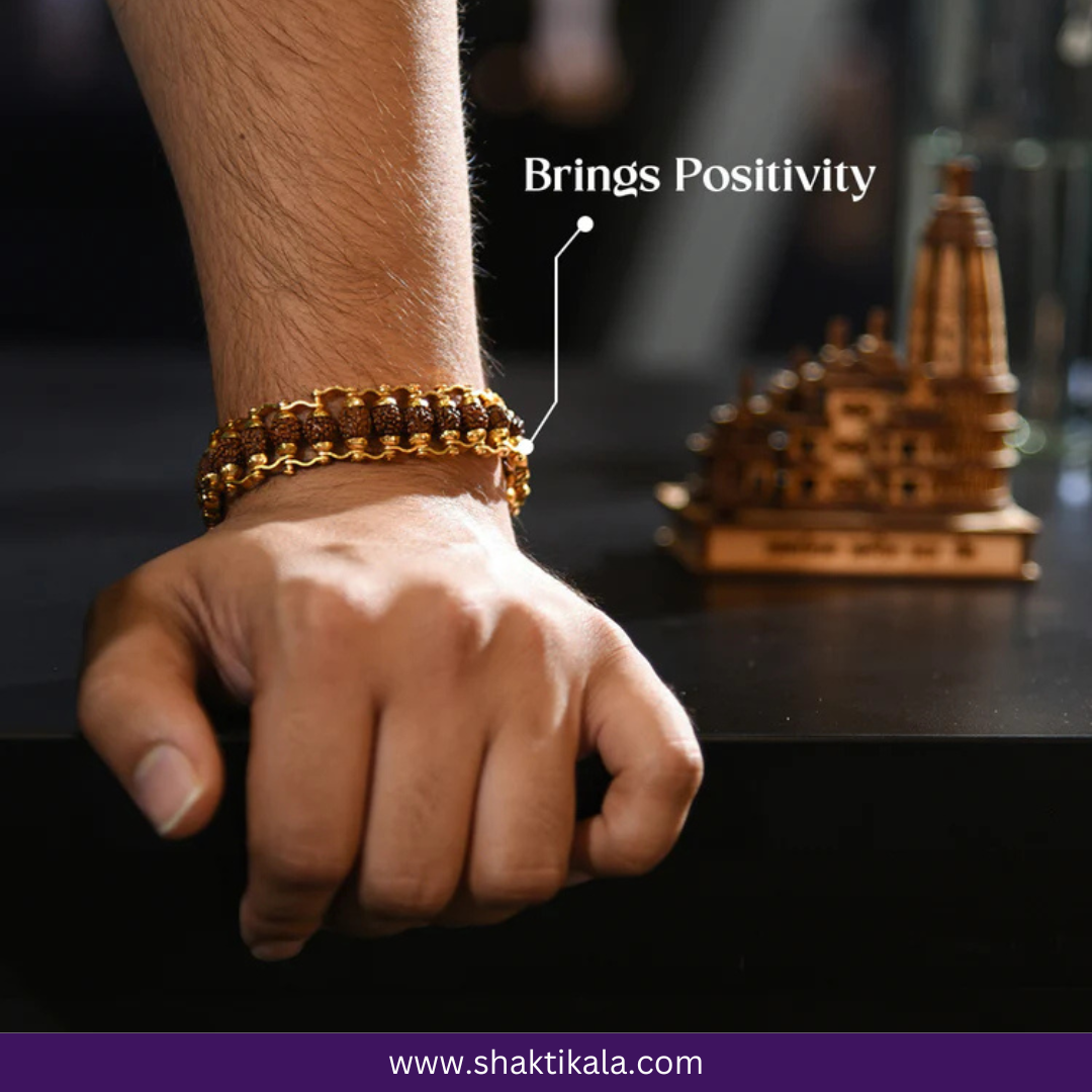 Elegant Gold Plated Rudraksha Bracelet