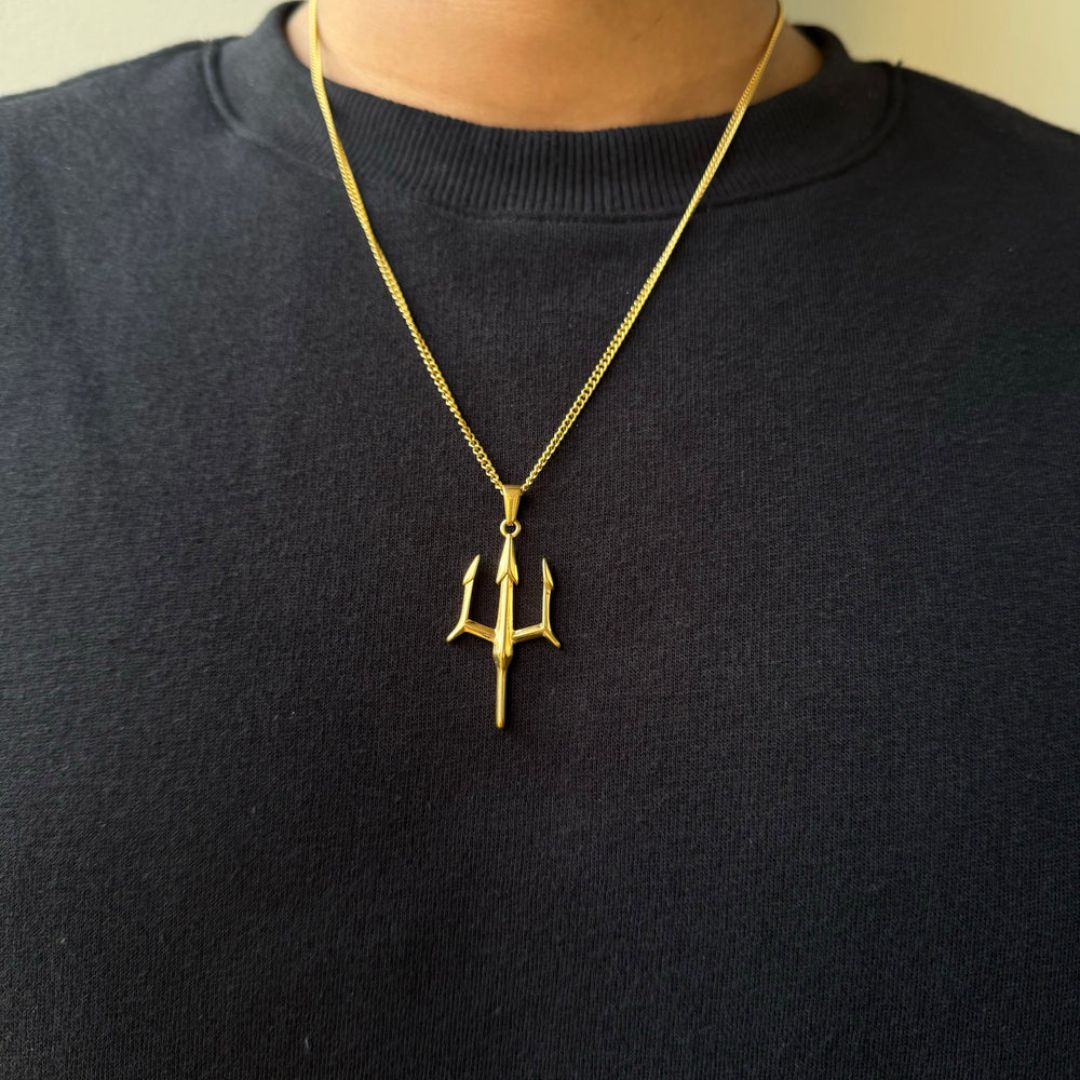 Trishul/Trident Pendant | 18k Gold Plated Anti-Tarnish Pendant