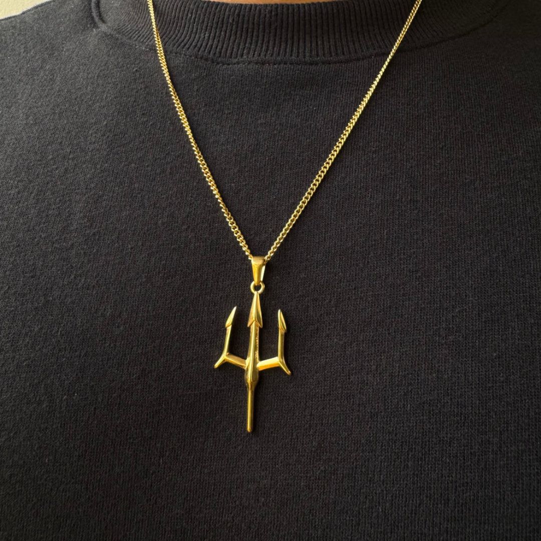 Trishul/Trident Pendant | 18k Gold Plated Anti-Tarnish Pendant
