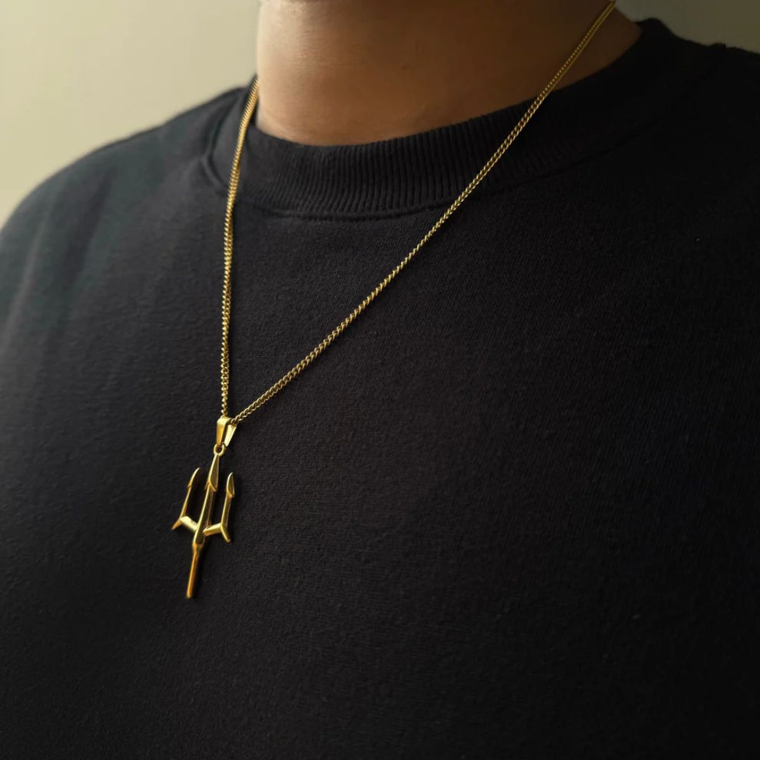 Trishul/Trident Pendant | 18k Gold Plated Anti-Tarnish Pendant