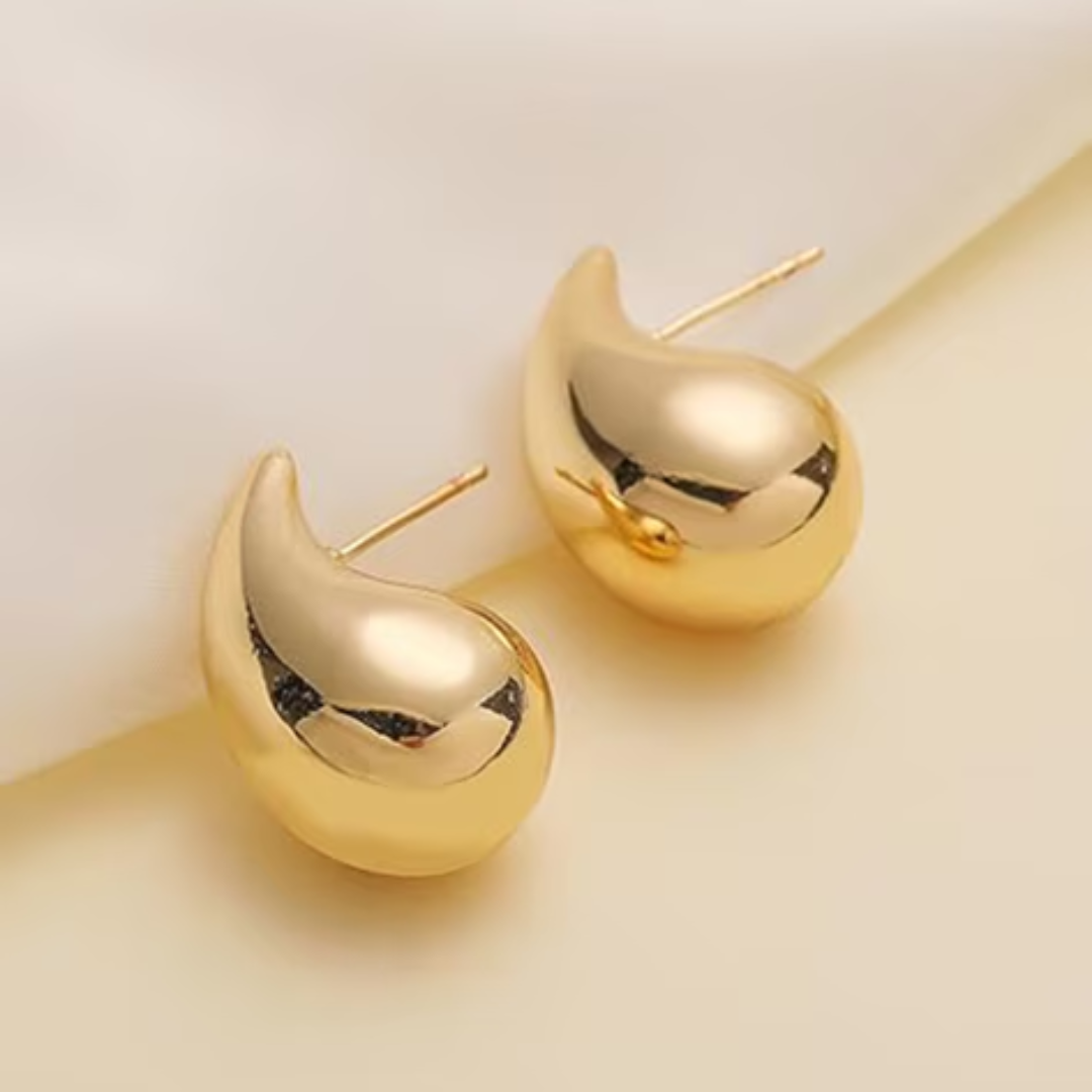 Women Gold-Plated Water Drop Korean Studs Earrings