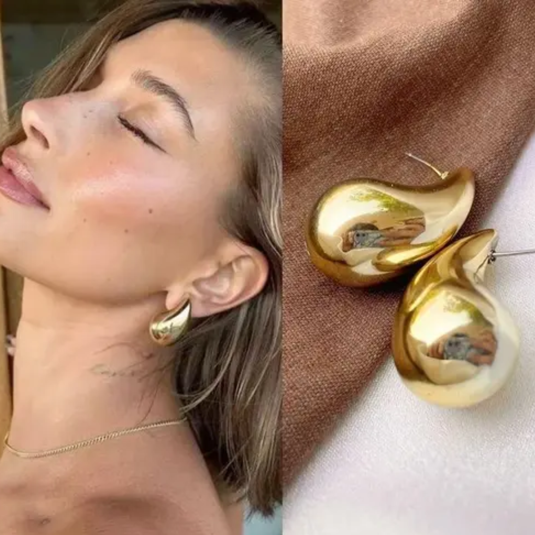 Women Gold-Plated Water Drop Korean Studs Earrings