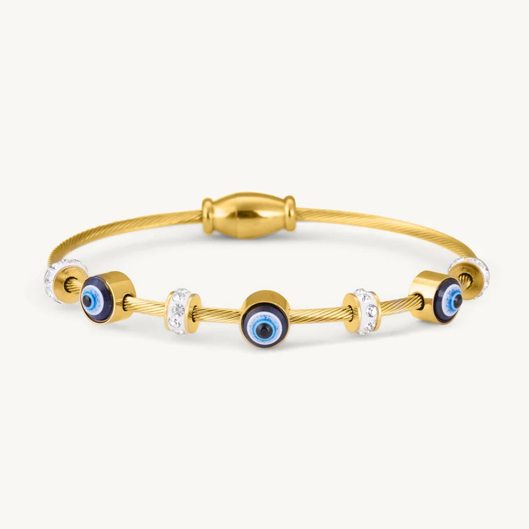 Anti-Tarnish Evil Eye Bangle | 18k Gold Plated